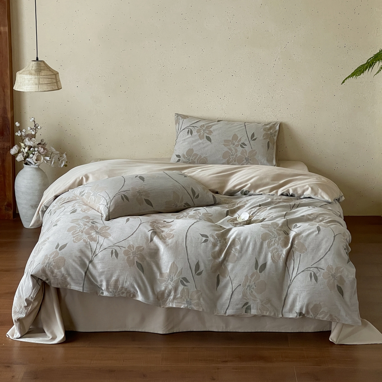 91家纺网 家纺一手货源 找家纺 云上 2026春夏新款全棉纯棉色织大提花四件套-曼华 曼华-奶绿