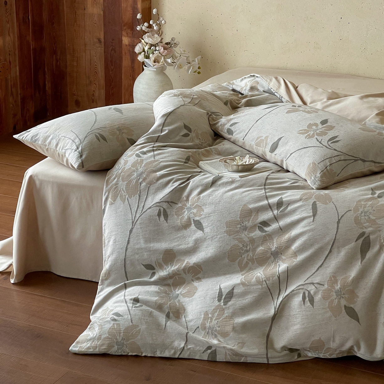 91家纺网 家纺一手货源 找家纺 云上 2026春夏新款全棉纯棉色织大提花四件套-曼华 曼华-奶绿