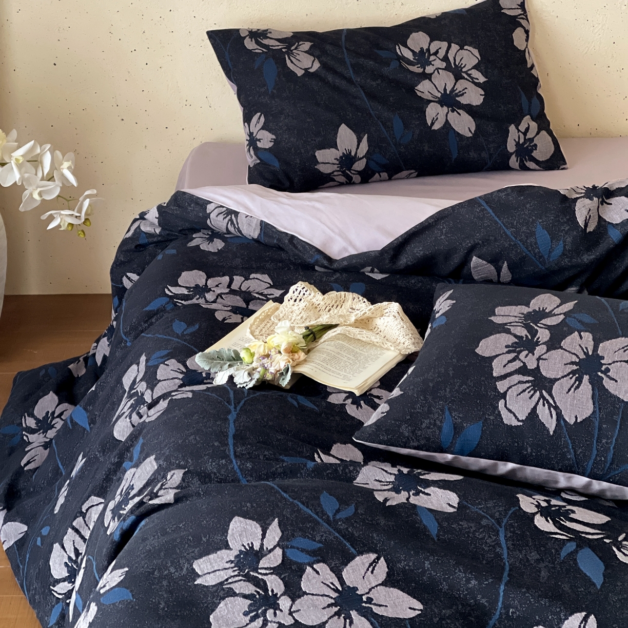 91家纺网 家纺一手货源 找家纺 云上 2026春夏新款全棉纯棉色织大提花四件套-曼华 曼华-紫