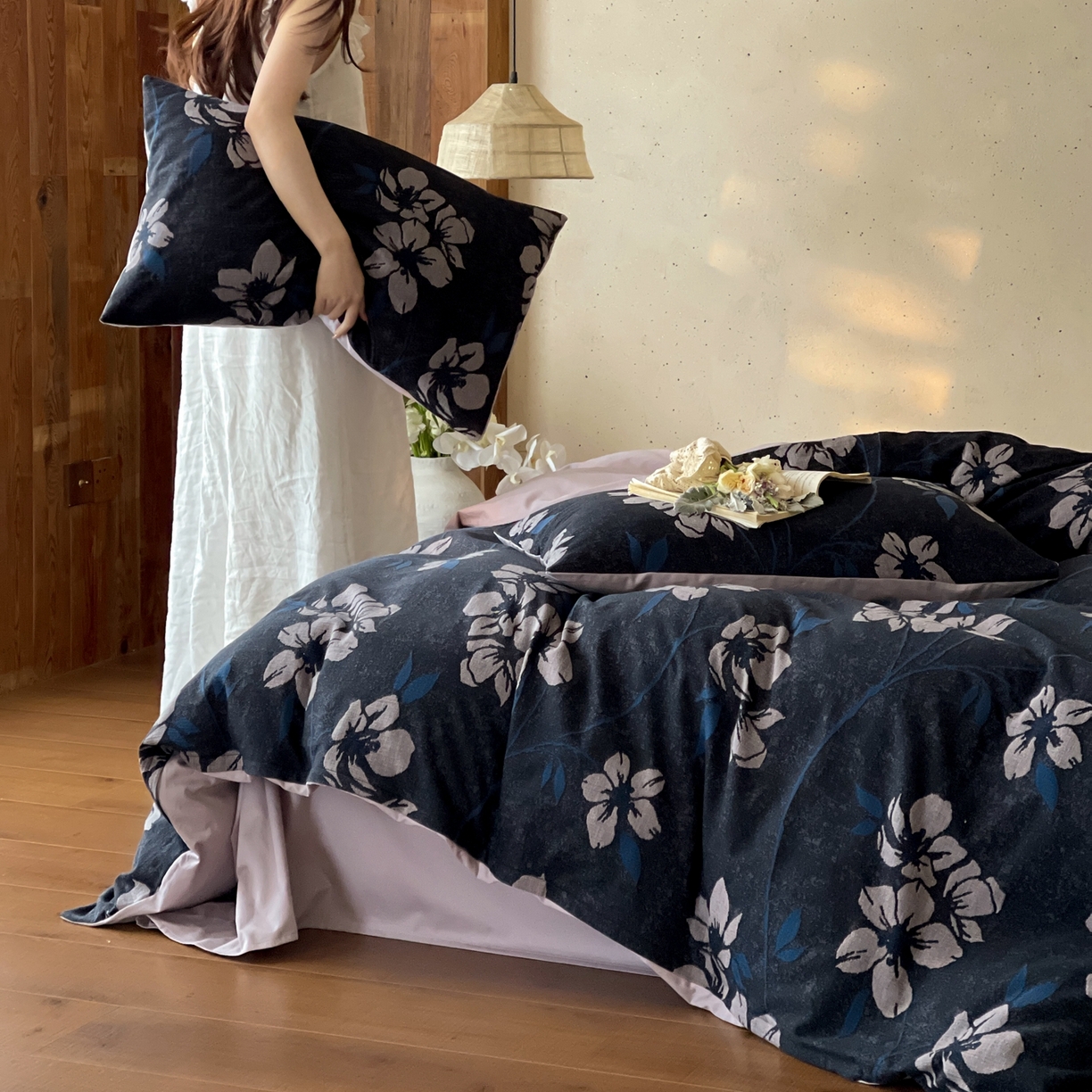 91家纺网 家纺一手货源 找家纺 云上 2026春夏新款全棉纯棉色织大提花四件套-曼华 曼华-紫