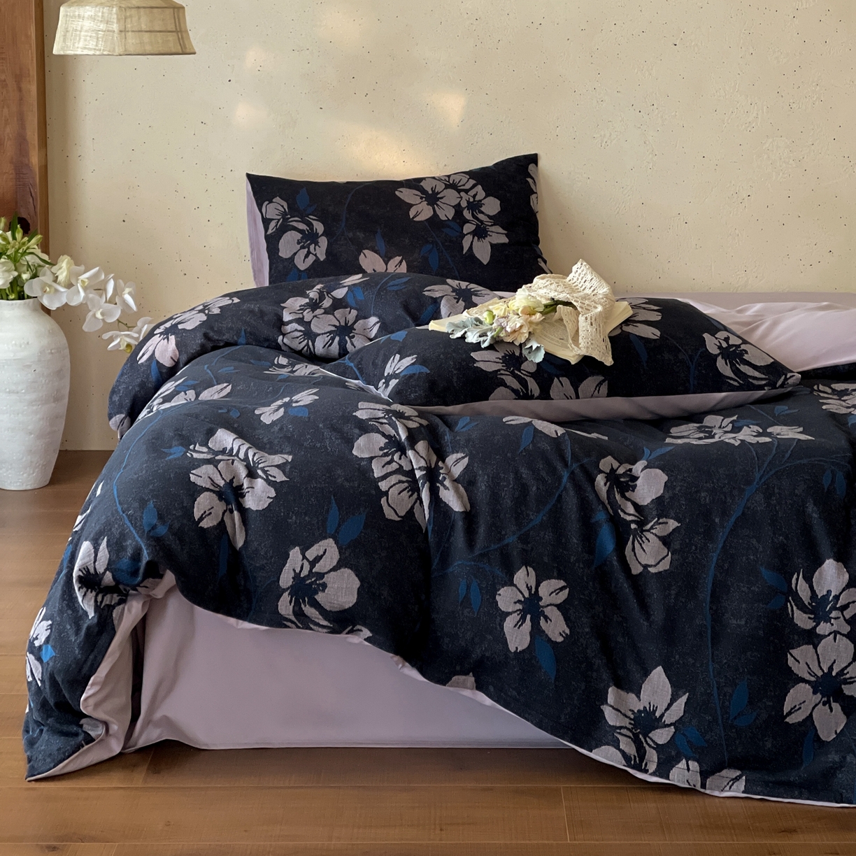 91家纺网 家纺一手货源 找家纺 云上 2026春夏新款全棉纯棉色织大提花四件套-曼华 曼华-紫