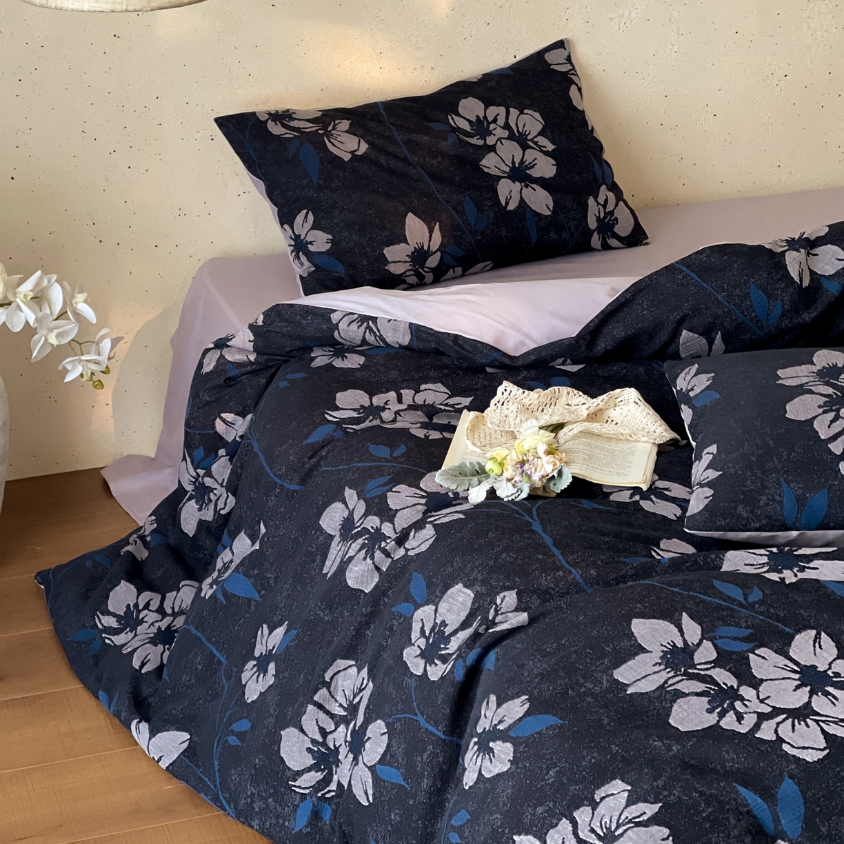 91家纺网 家纺一手货源 找家纺 云上 2026春夏新款全棉纯棉色织大提花四件套-曼华 曼华-紫