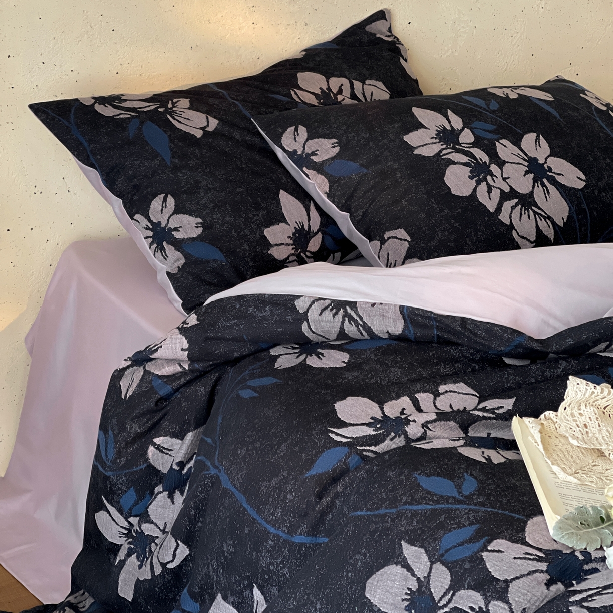 91家纺网 家纺一手货源 找家纺 云上 2026春夏新款全棉纯棉色织大提花四件套-曼华 曼华-紫