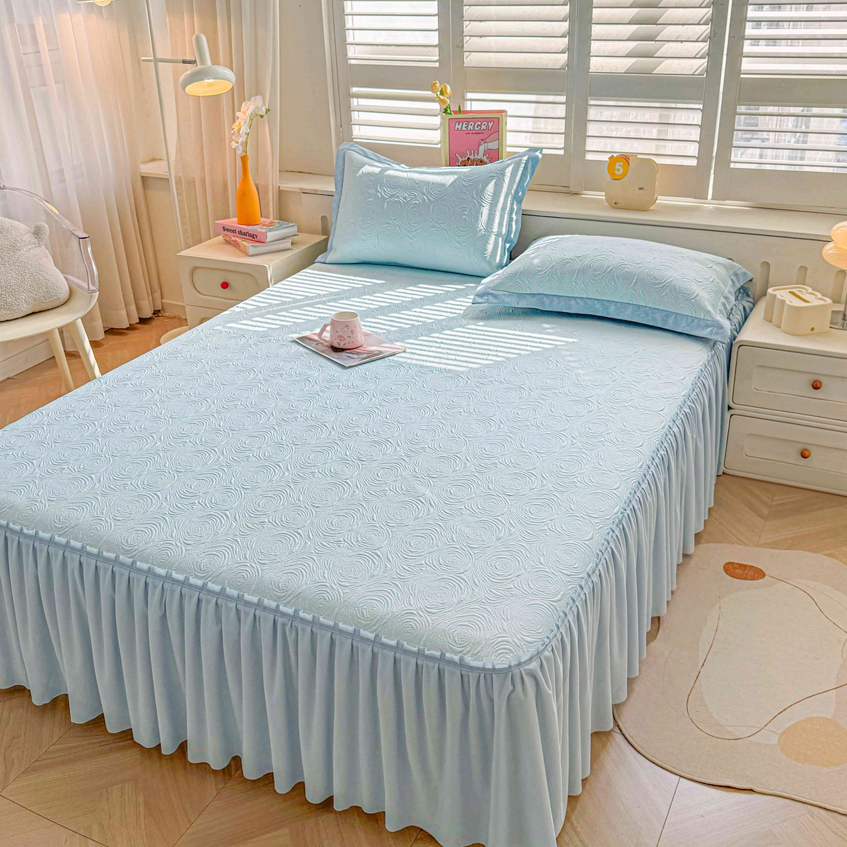 91家纺网 家纺一手货源 找家纺 （总）席匠 2026新款云柔玫瑰系列平铺款床裙款凉席席子