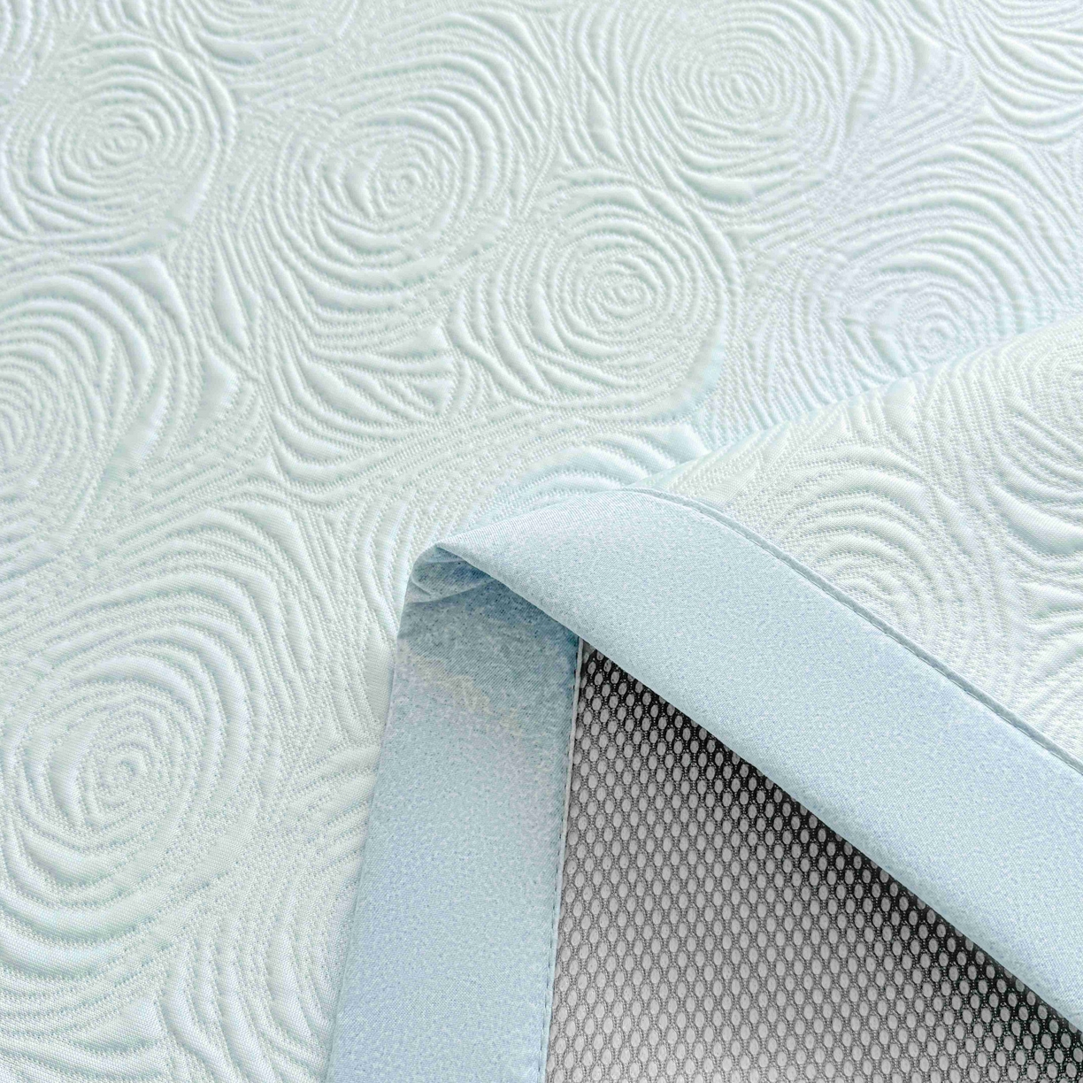 91家纺网 家纺一手货源 找家纺 席匠 2026新款云柔玫瑰系列平铺款床裙款凉席席子 湖水蓝-平铺款