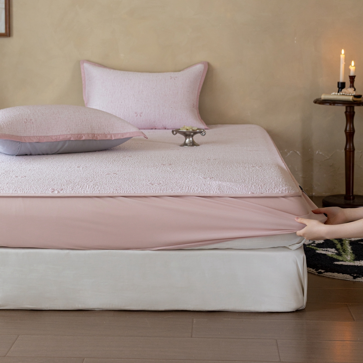 91家纺网 家纺一手货源 找家纺 （总）云上 2026新款冷萃丝三明治凉感席凉席席子-蝴蝶结系列