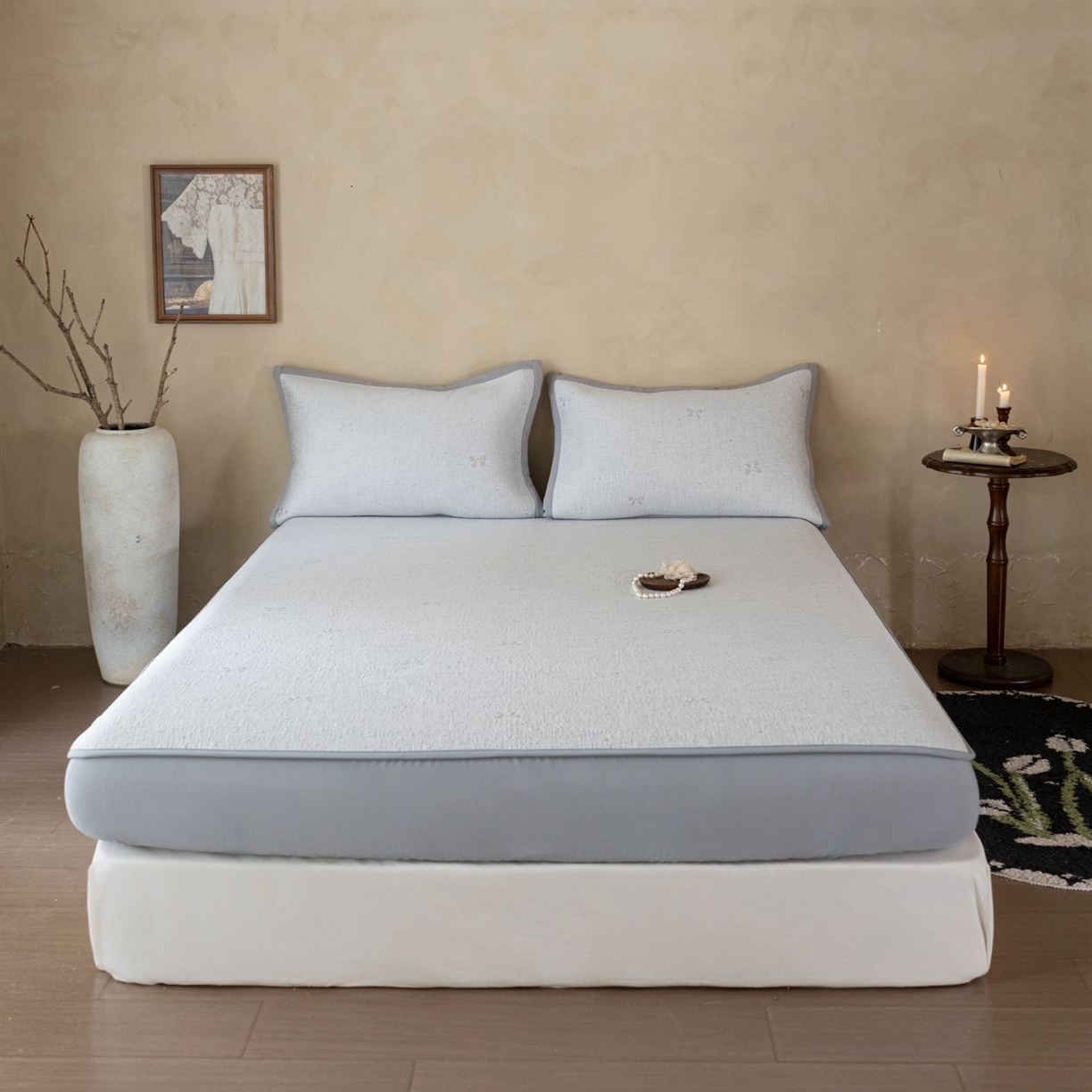 91家纺网 家纺一手货源 找家纺 （总）云上 2026新款冷萃丝三明治凉感席凉席席子-蝴蝶结系列