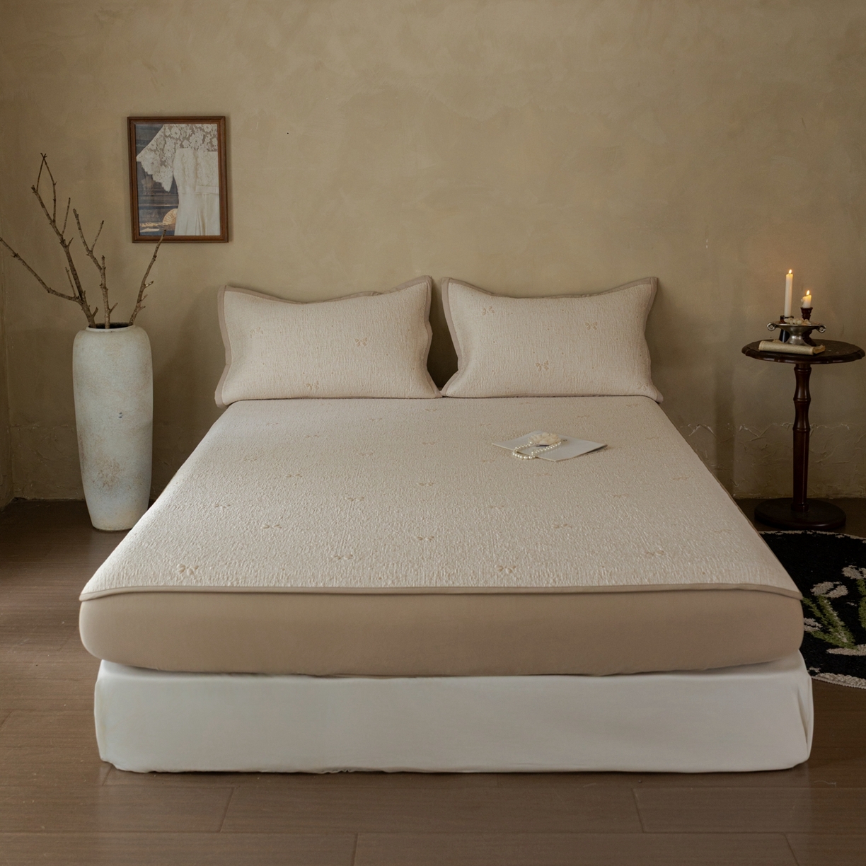 91家纺网 家纺一手货源 找家纺 （总）云上 2026新款冷萃丝三明治凉感席凉席席子-蝴蝶结系列