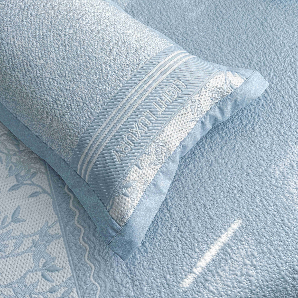 91家纺网 家纺一手货源 找家纺 席匠 2026新款LUX·奢序系列床裙款凉席席子 雾蓝