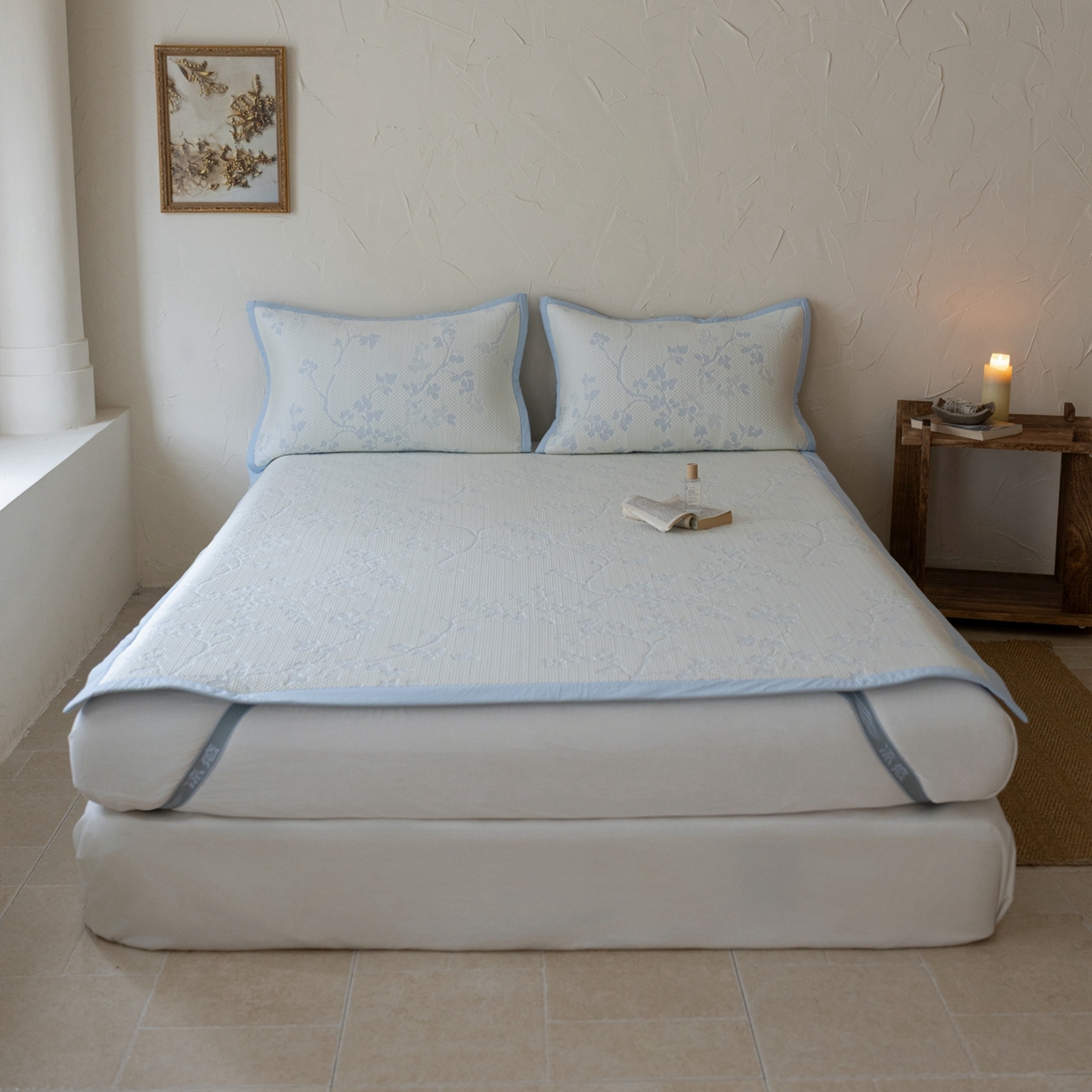 91家纺网 家纺一手货源 找家纺 （总）云上 2026新款冷萃丝三明治凉感席凉席席子-花漾系列