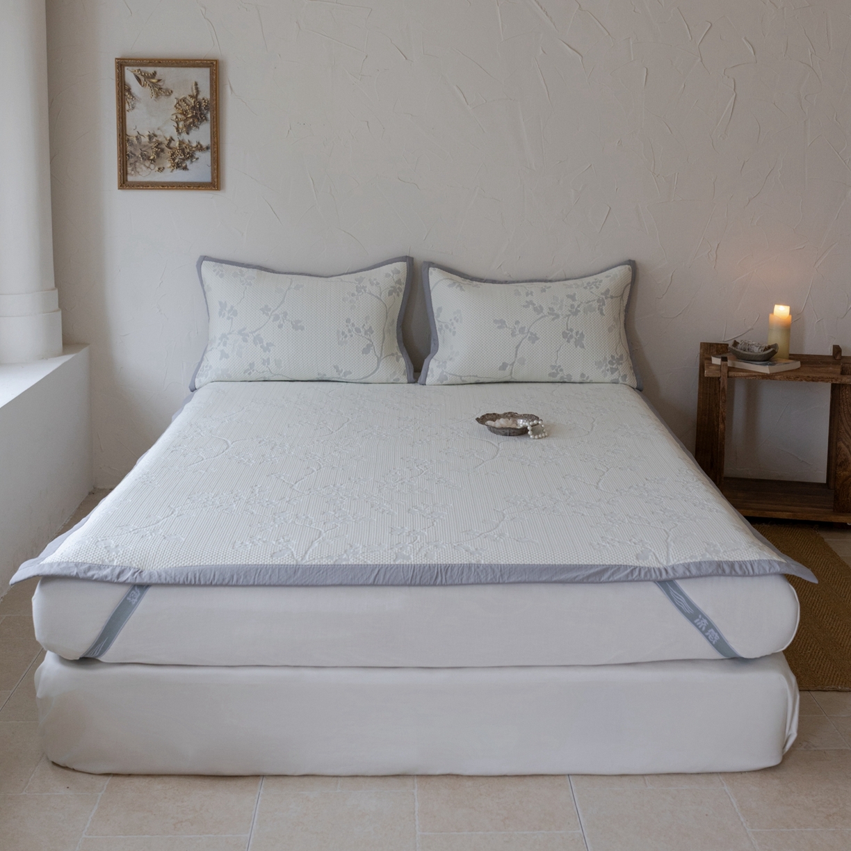 云上 2026新款冷萃丝三明治凉感席凉席席子-花漾系列 花漾床席款-灰色