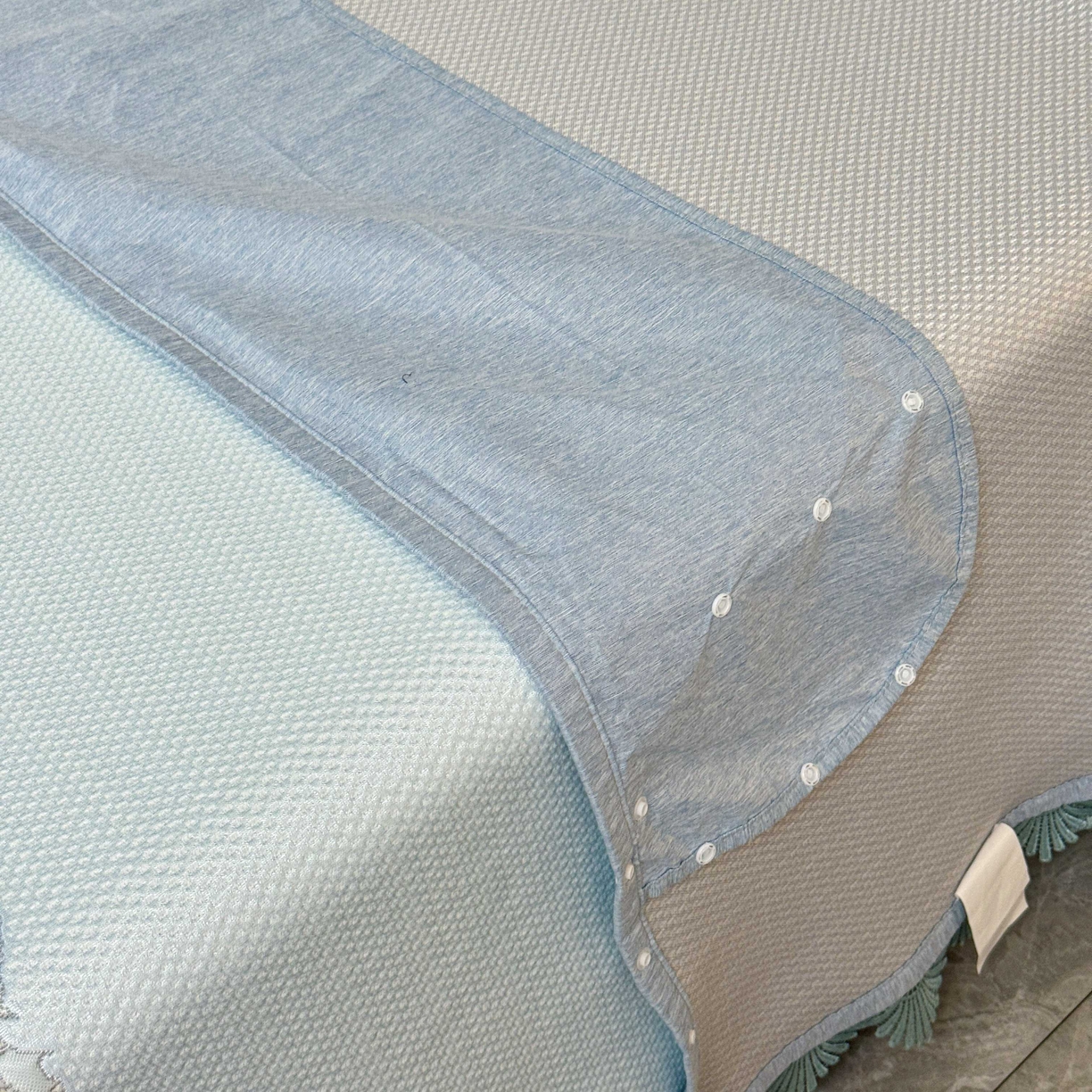 91家纺网 家纺一手货源 找家纺 席匠 2026新款双排扣子席三件套 双面马-蓝