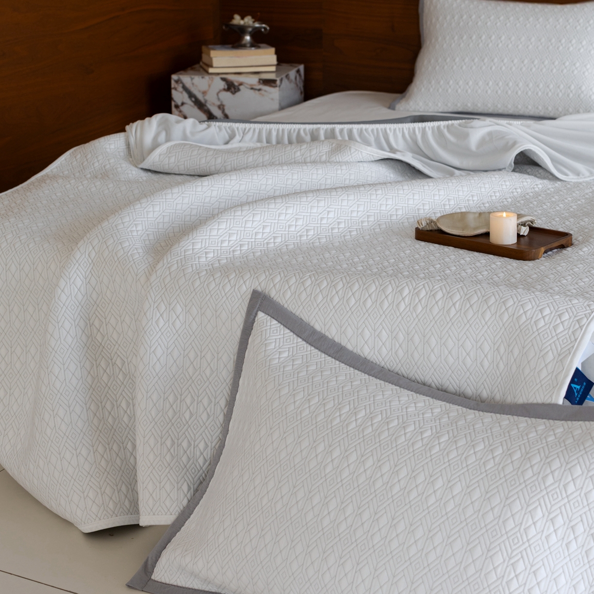 91家纺网 家纺一手货源 找家纺 （总）云上 2026新款冷萃丝三明治凉感席凉席席子-几何系列