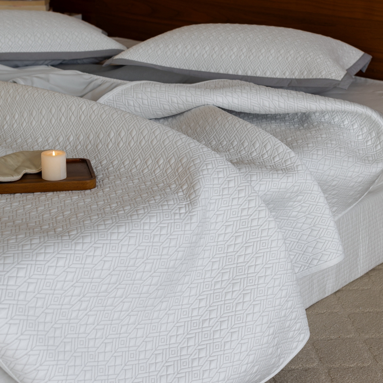 91家纺网 家纺一手货源 找家纺 （总）云上 2026新款冷萃丝三明治凉感席凉席席子-几何系列