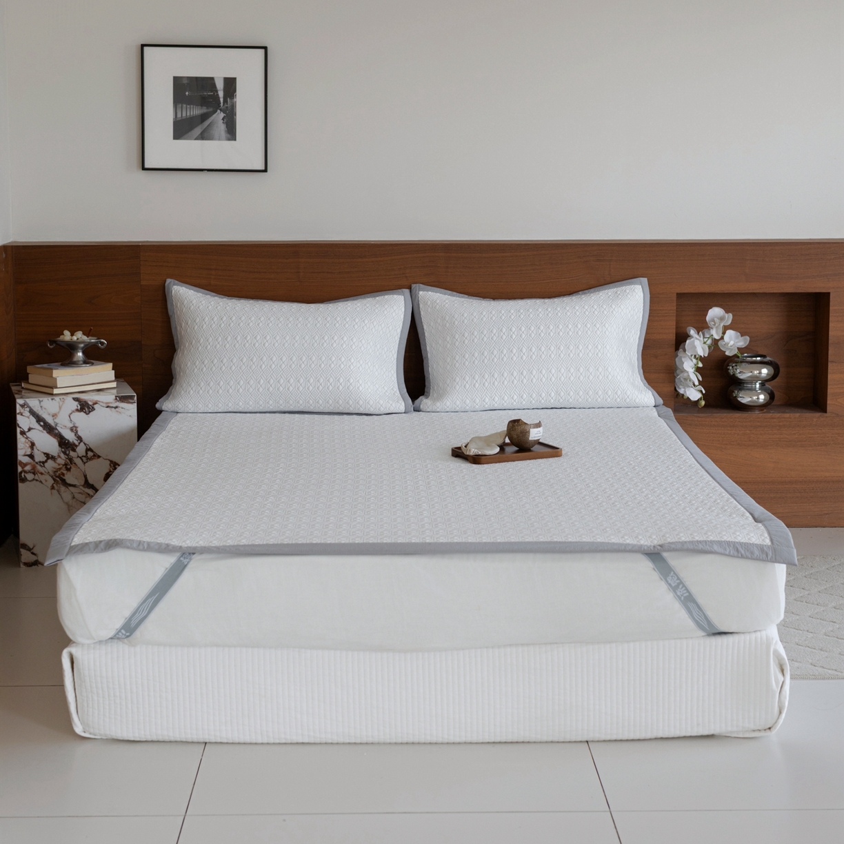 91家纺网 家纺一手货源 找家纺 （总）云上 2026新款冷萃丝三明治凉感席凉席席子-几何系列