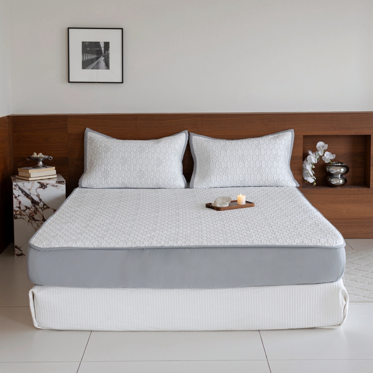 91家纺网 家纺一手货源 找家纺 （总）云上 2026新款冷萃丝三明治凉感席凉席席子-几何系列