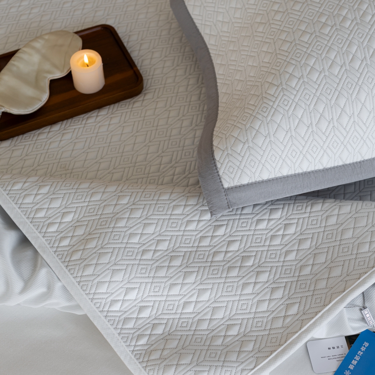 91家纺网 家纺一手货源 找家纺 （总）云上 2026新款冷萃丝三明治凉感席凉席席子-几何系列