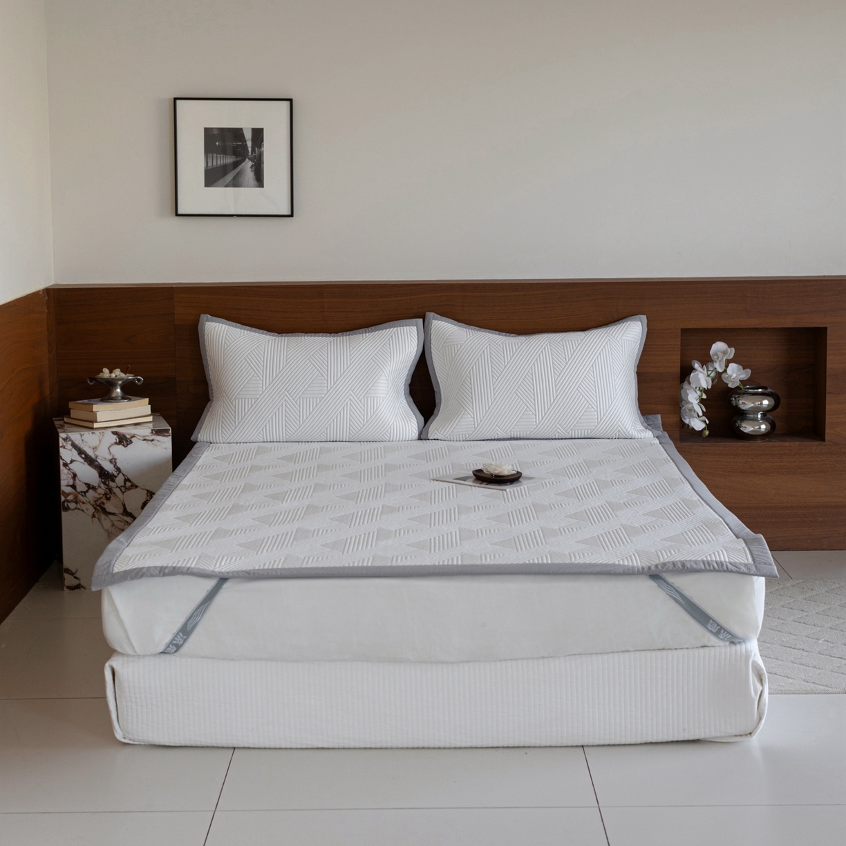 91家纺网 家纺一手货源 找家纺 （总）云上 2026新款冷萃丝三明治凉感席凉席席子-几何系列