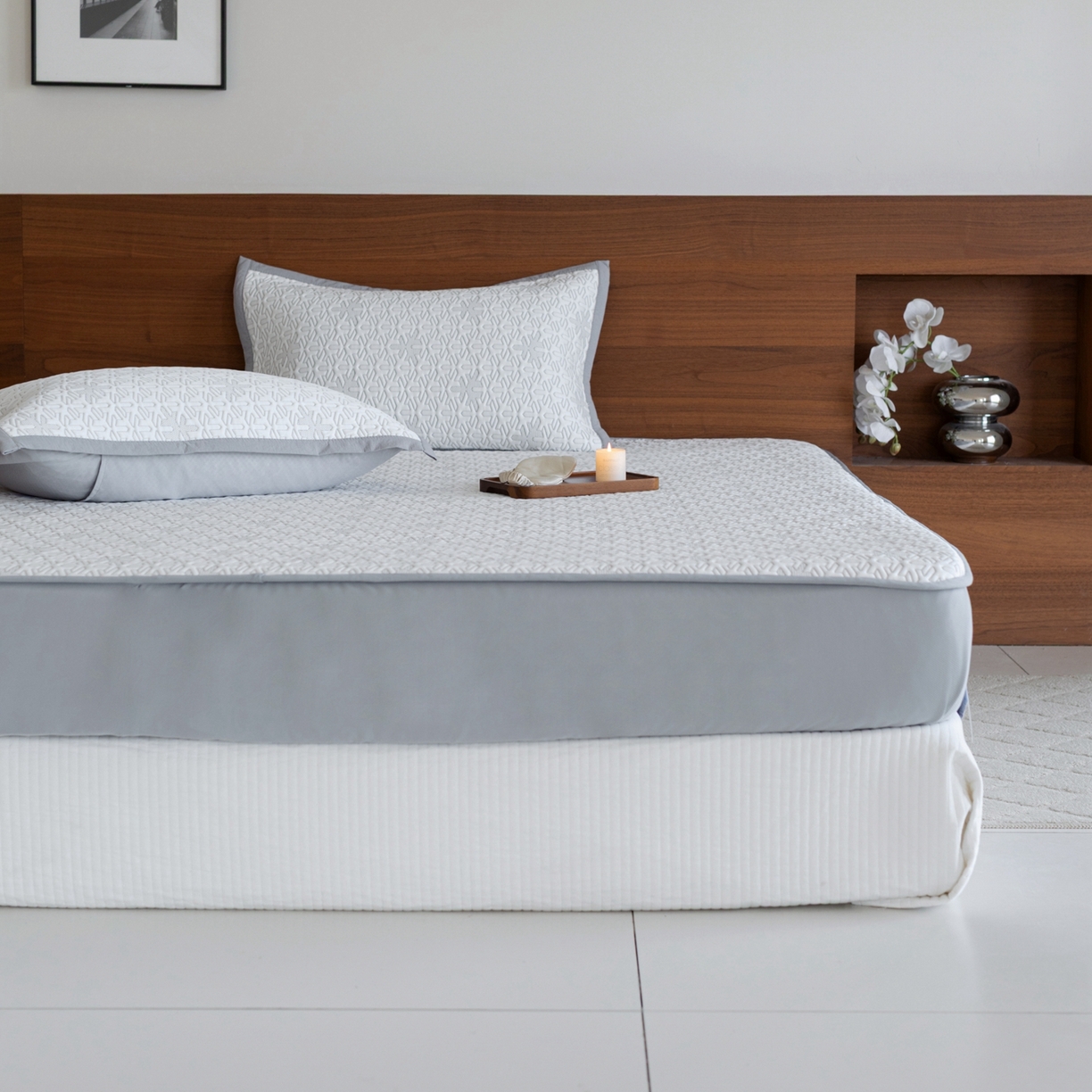 91家纺网 家纺一手货源 找家纺 云上 2026新款冷萃丝三明治凉感席凉席席子-几何系列 雪花-床笠款