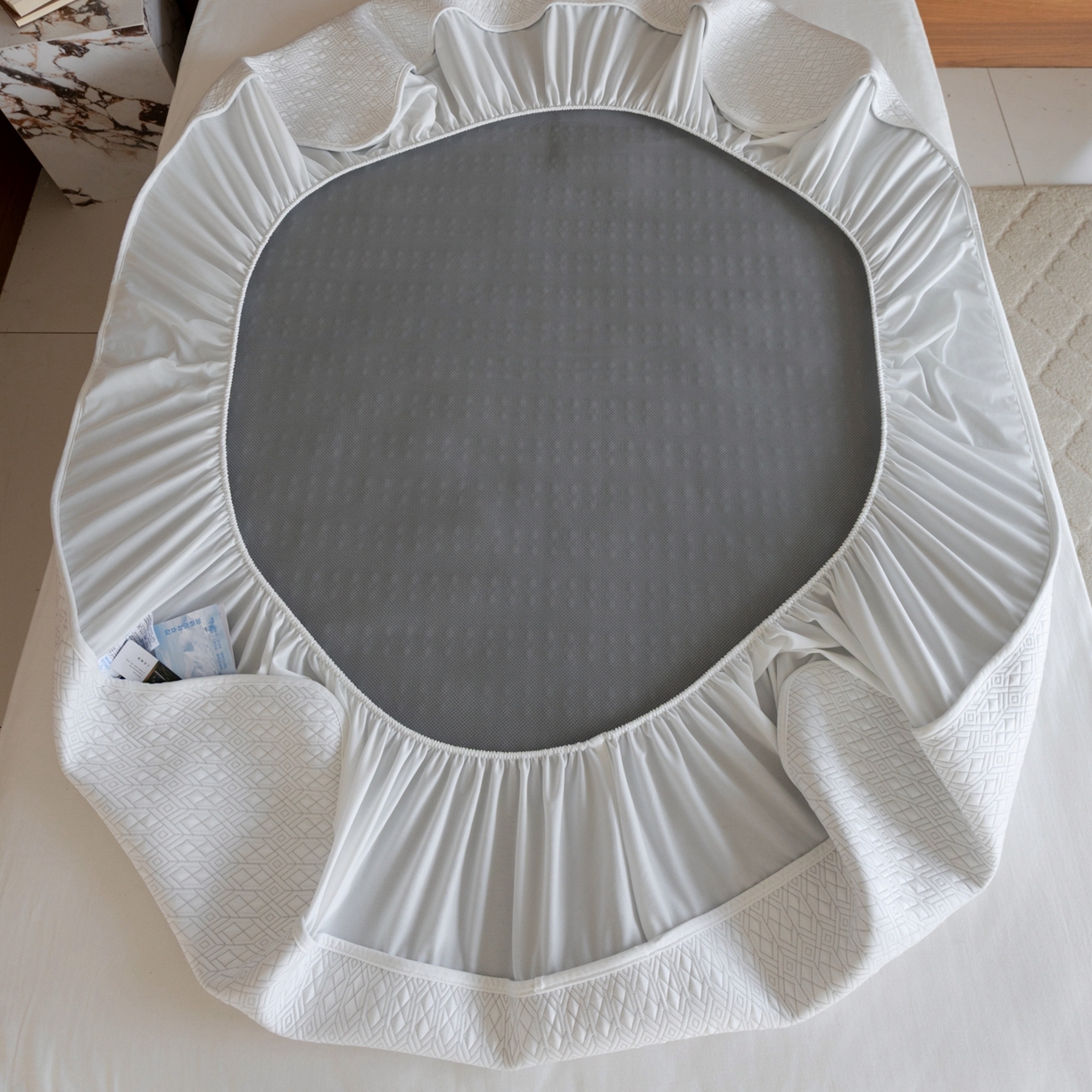 91家纺网 家纺一手货源 找家纺 云上 2026新款冷萃丝三明治凉感席凉席席子-几何系列 菱形-床笠款