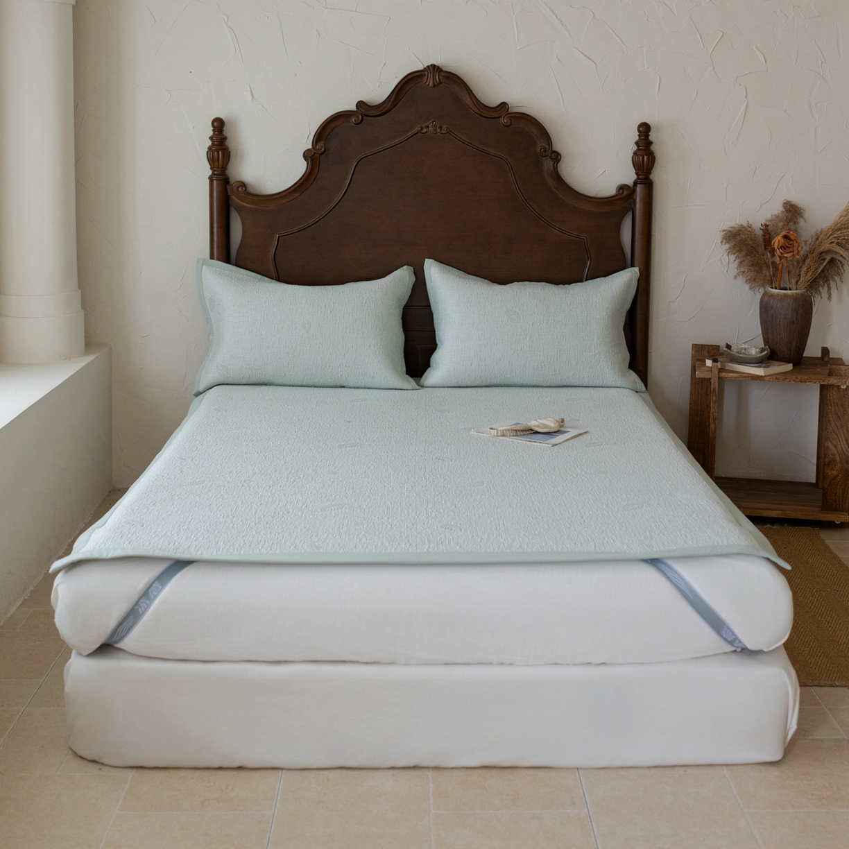 云上 2026新款冷萃丝三明治凉感席凉席席子-树叶系列 树叶床席-绿色