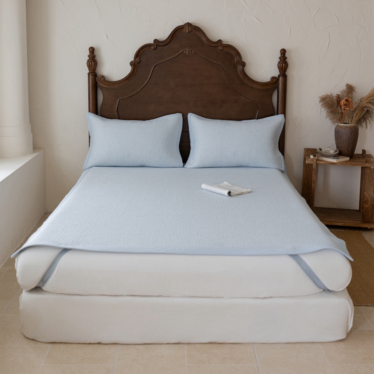 91家纺网 家纺一手货源 找家纺 （总）云上 2026新款冷萃丝三明治凉感席凉席席子-树叶系列