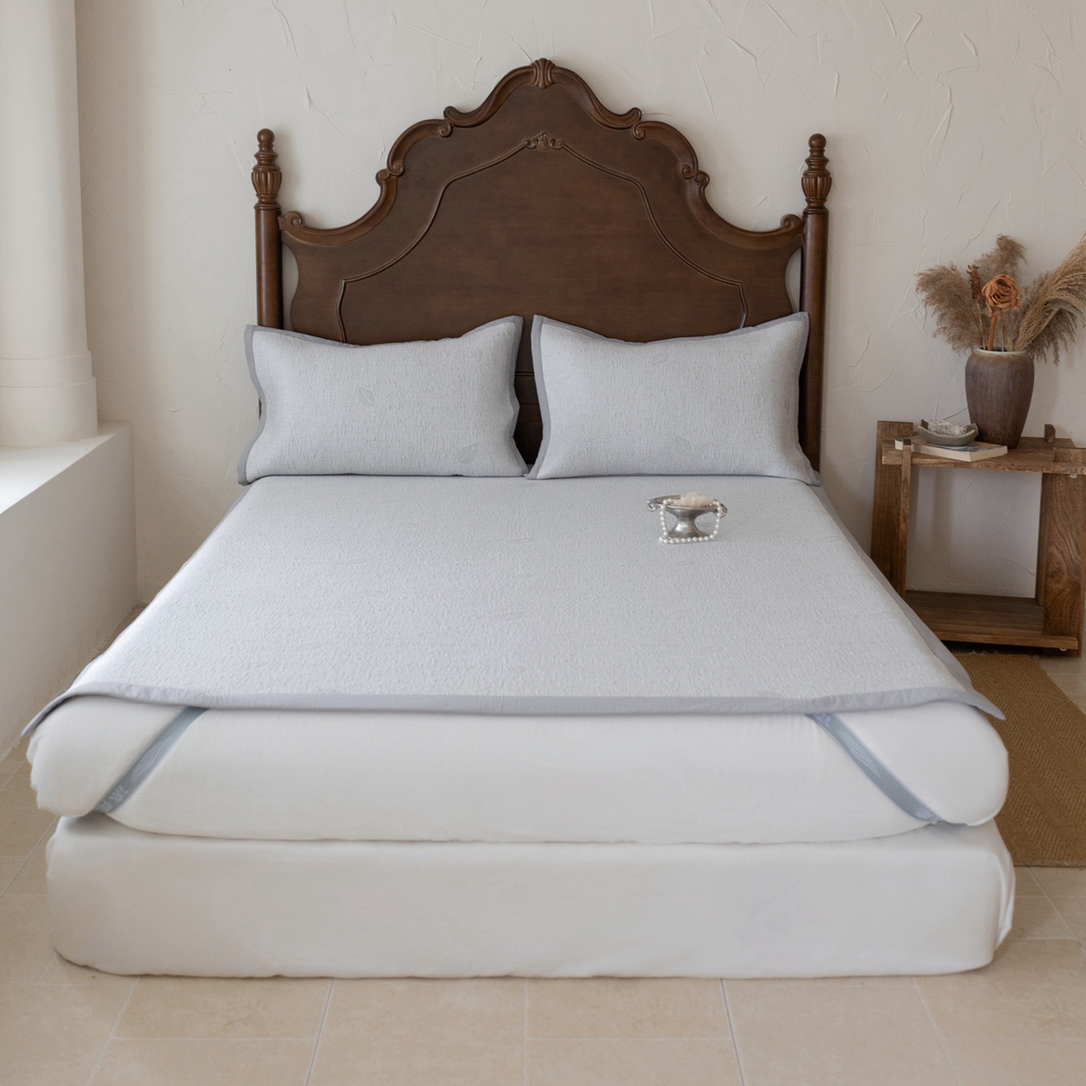 云上 2026新款冷萃丝三明治凉感席凉席席子-树叶系列 树叶床席-灰色