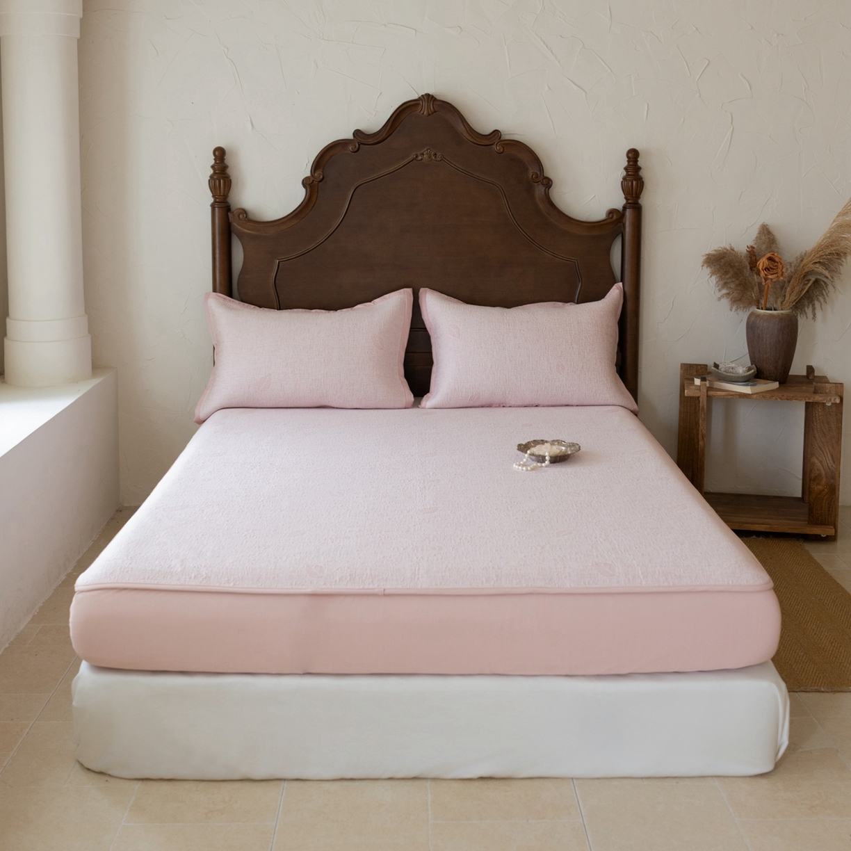 91家纺网 家纺一手货源 找家纺 （总）云上 2026新款冷萃丝三明治凉感席凉席席子-树叶系列