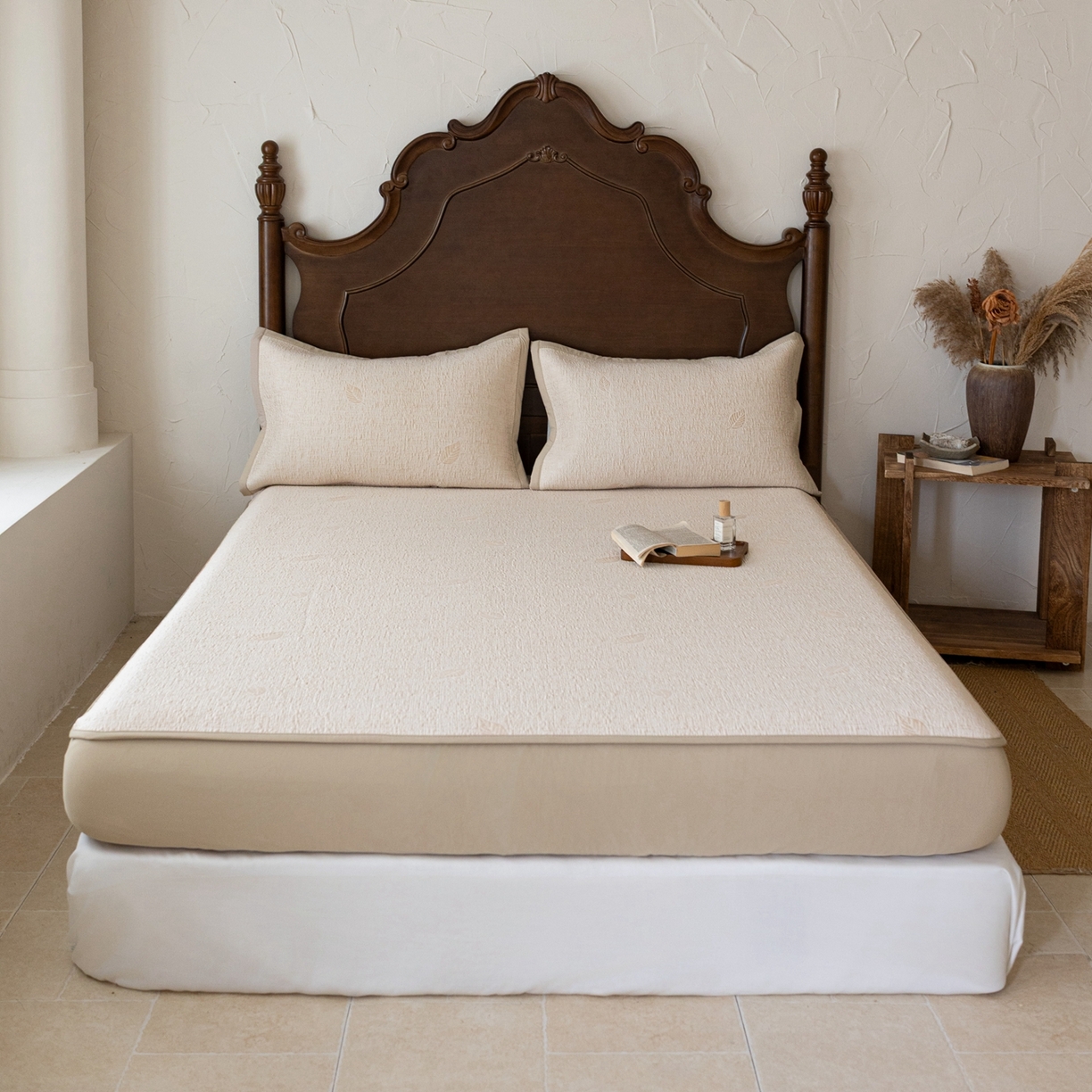 91家纺网 家纺一手货源 找家纺 （总）云上 2026新款冷萃丝三明治凉感席凉席席子-树叶系列