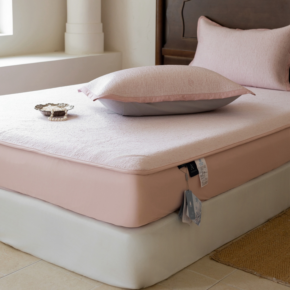 91家纺网 家纺一手货源 找家纺 （总）云上 2026新款冷萃丝三明治凉感席凉席席子-树叶系列