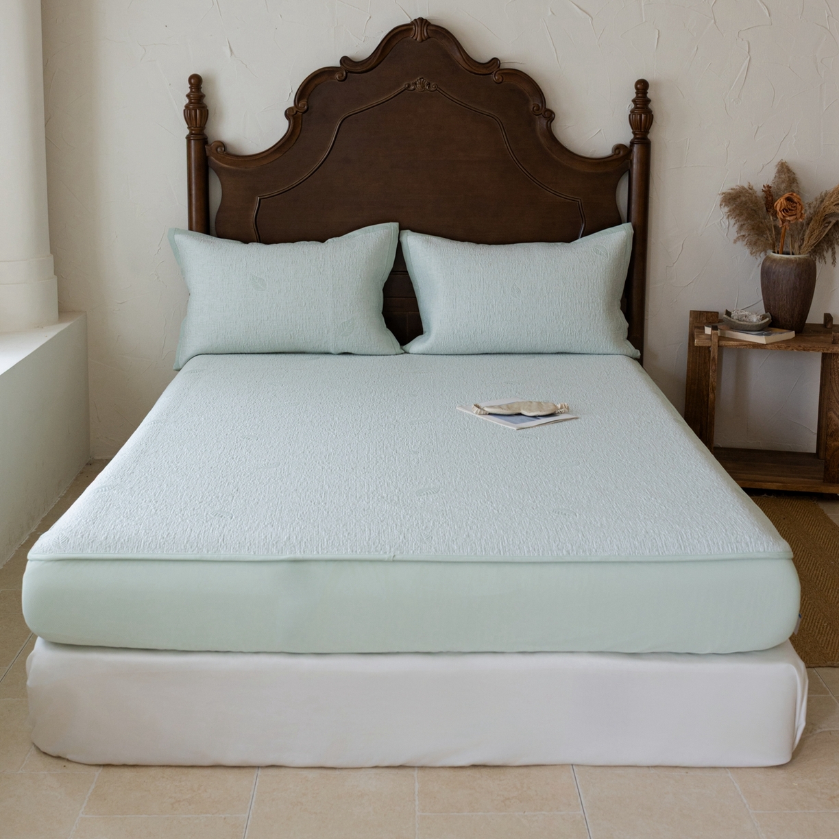 云上 2026新款冷萃丝三明治凉感席凉席席子-树叶系列 树叶床笠-绿色