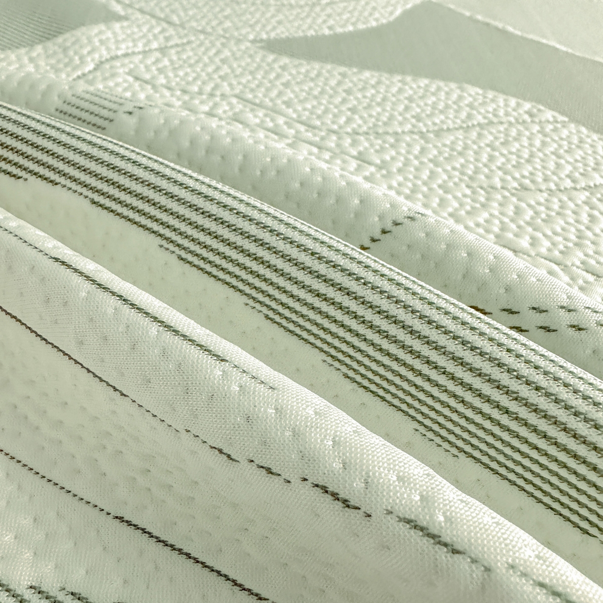 91家纺网 家纺一手货源 找家纺 富馨莱 2026春夏新款PE乙纶高克重冰豆豆席凉感凉席单件床裙三件套支持一件定做尺寸 波纹-绿