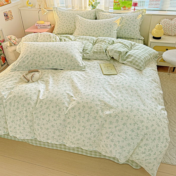 91家纺网 家纺一手货源 找家纺 依庭 2026新款12868全棉纯棉印花四件套清清文絮