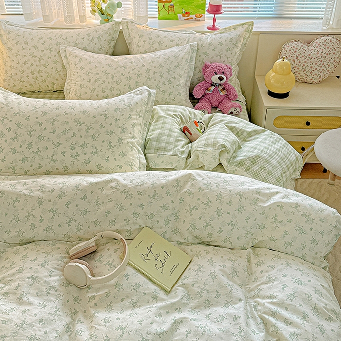 91家纺网 家纺一手货源 找家纺 依庭 2026新款12868全棉纯棉印花四件套清清文絮