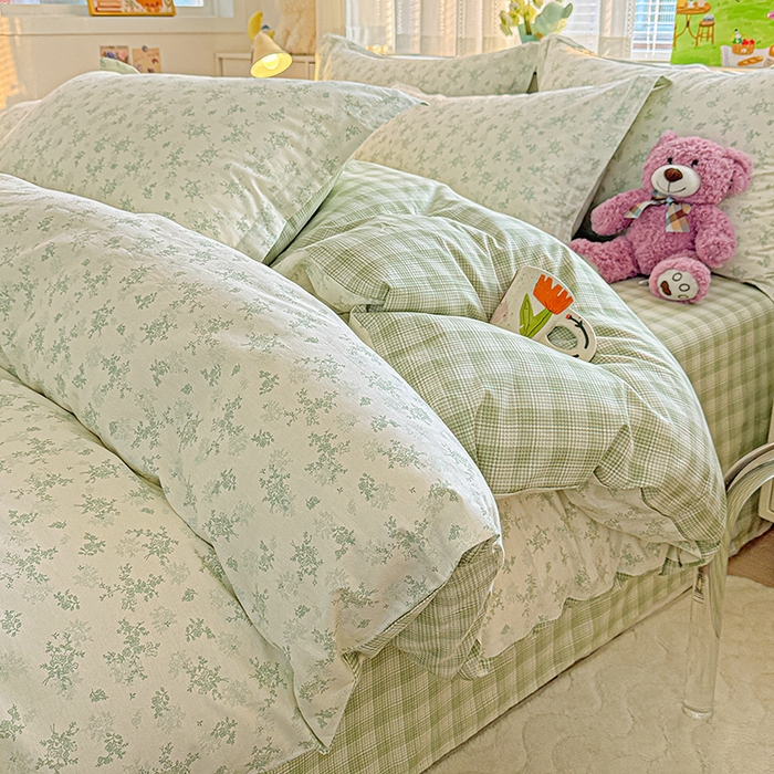 91家纺网 家纺一手货源 找家纺 依庭 2026新款12868全棉纯棉印花四件套清清文絮