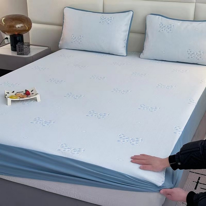 席匠 2026新款亲肤舒适凉感凉席席子-蝴蝶结床笠款 蝴蝶结-蓝