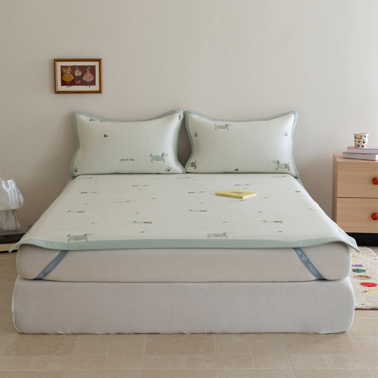 91家纺网 家纺一手货源 找家纺 （总）云上 2026新款冷萃丝三明治凉感席凉席席子-卡通系列