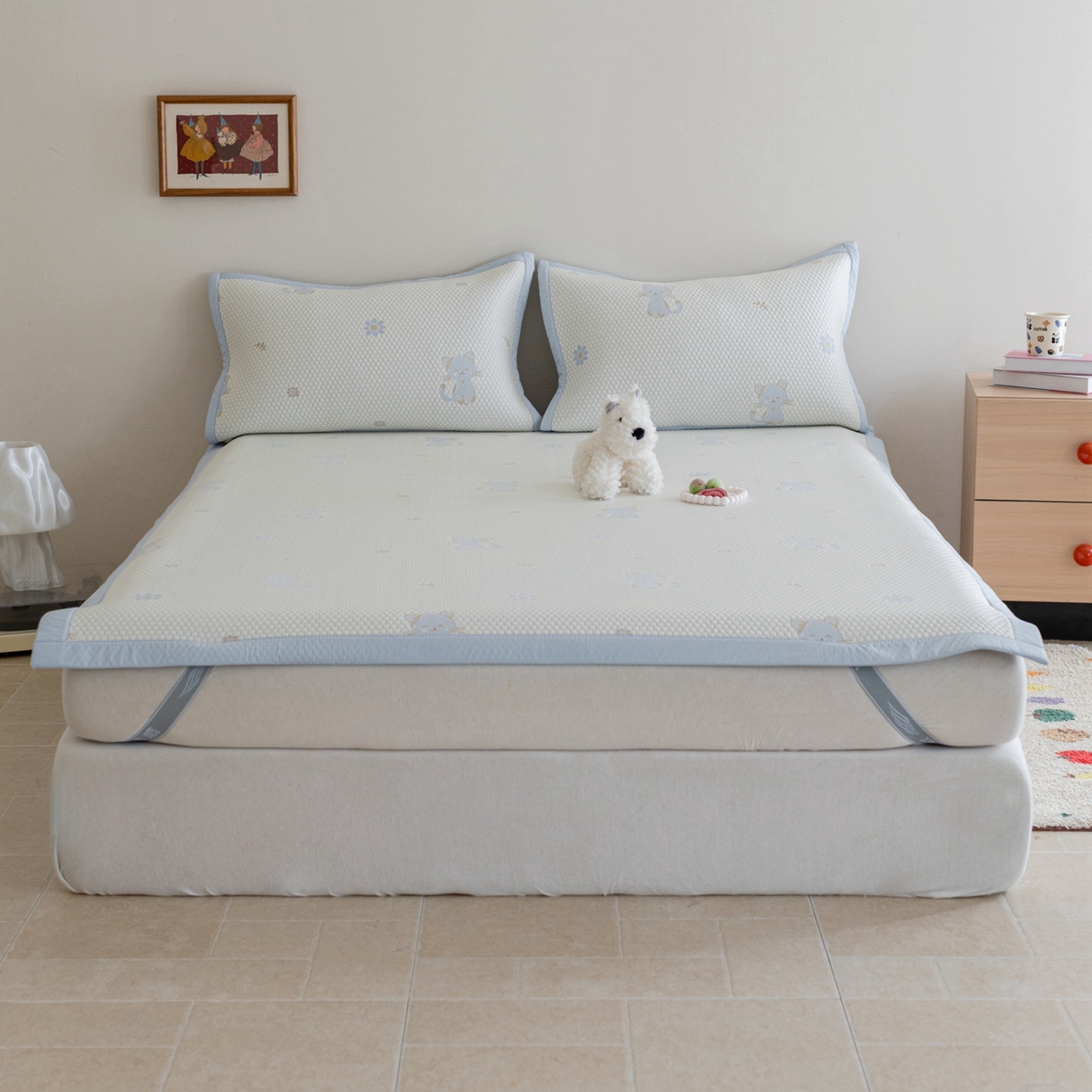 91家纺网 家纺一手货源 找家纺 （总）云上 2026新款冷萃丝三明治凉感席凉席席子-卡通系列