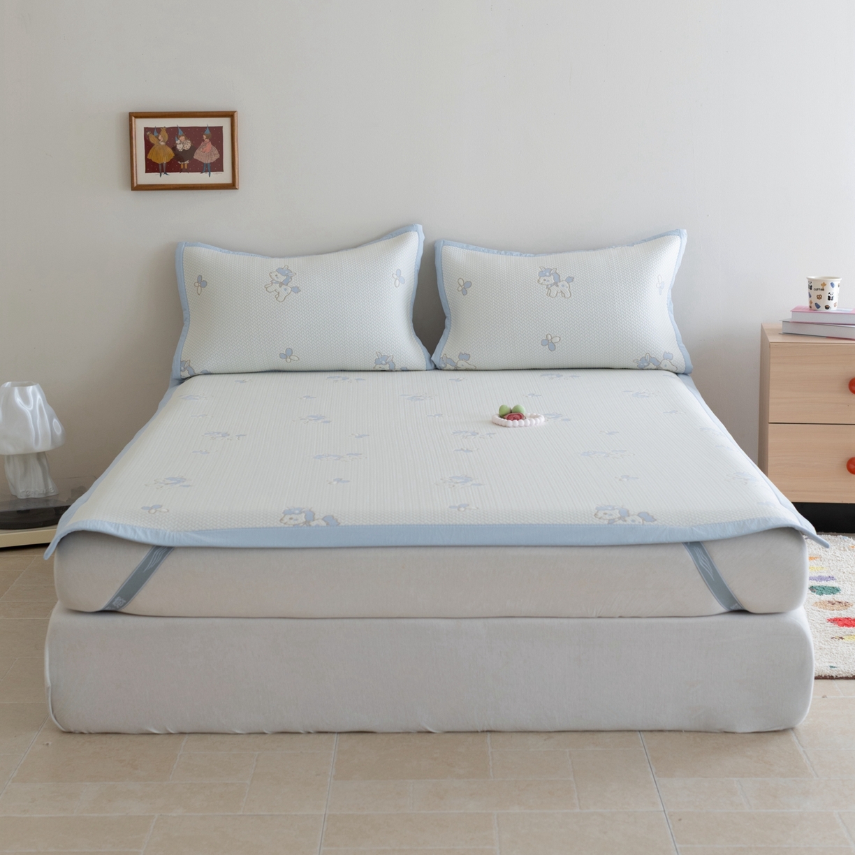 云上 2026新款冷萃丝三明治凉感席凉席席子-卡通系列 小马床席款-蓝色