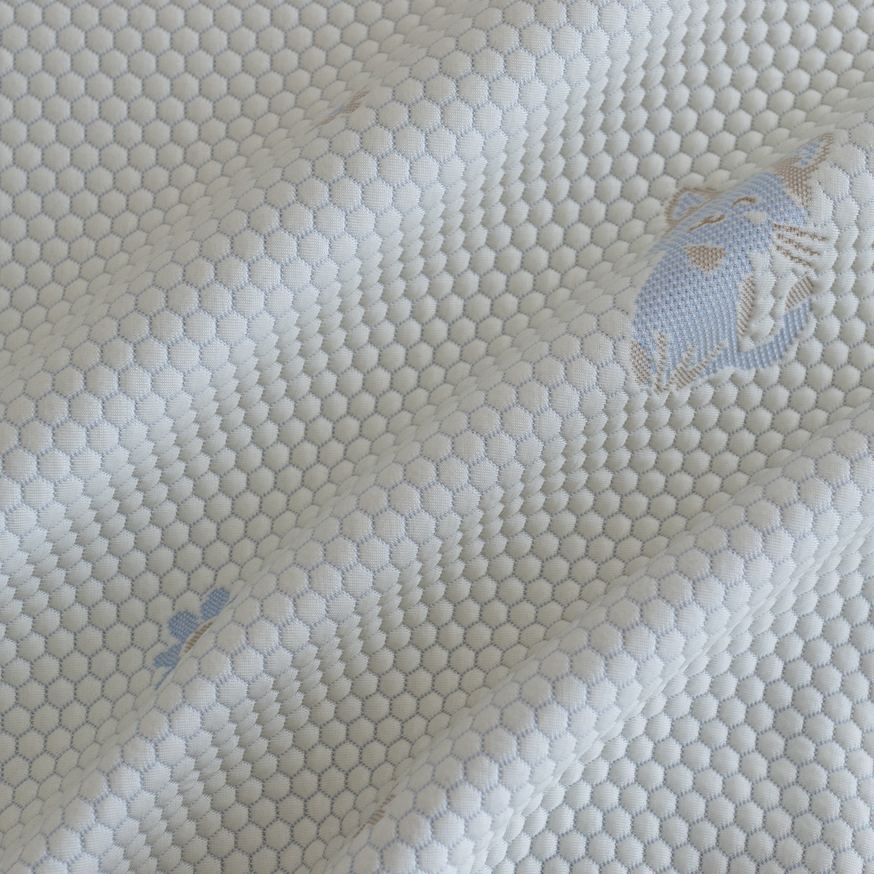 91家纺网 家纺一手货源 找家纺 云上 2026新款冷萃丝三明治凉感席凉席席子-卡通系列 小猫床笠款-蓝色