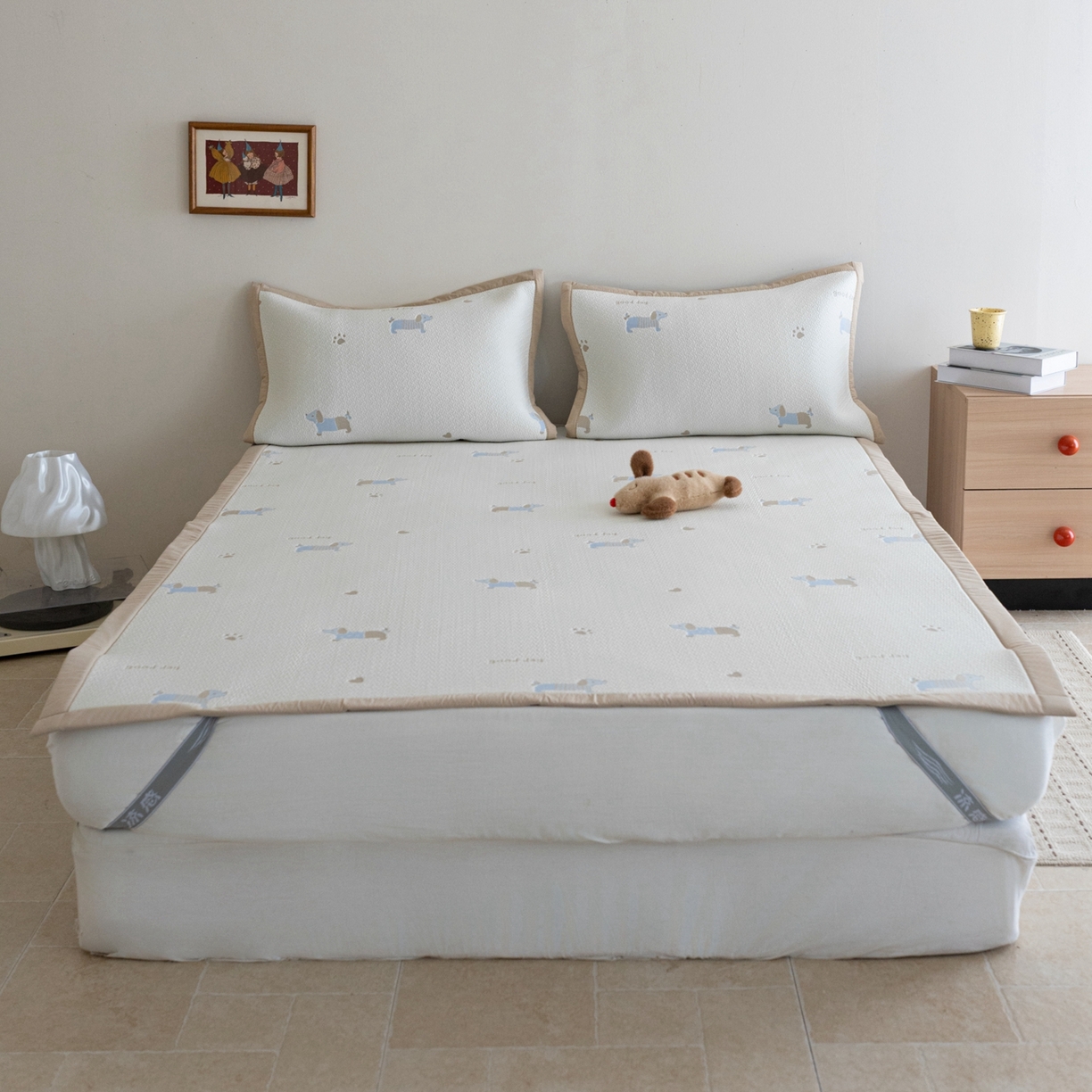 云上 2026新款冷萃丝三明治凉感席凉席席子-卡通系列 小狗床席-蓝黄