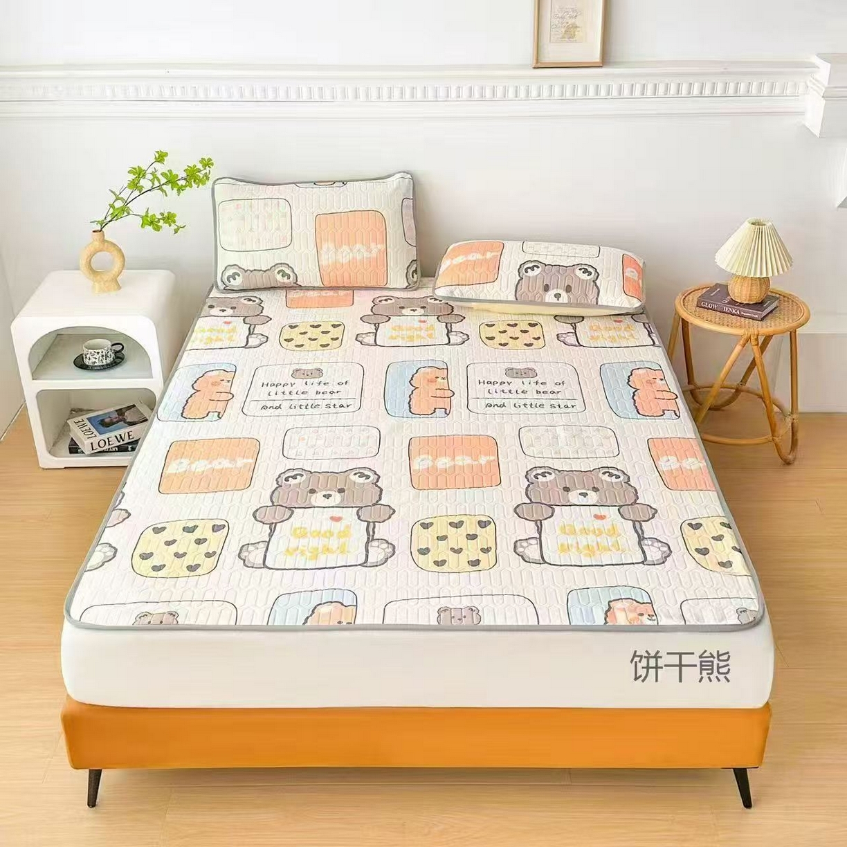 席匠 2026新款乳胶小包边印花凉席席子 饼干熊