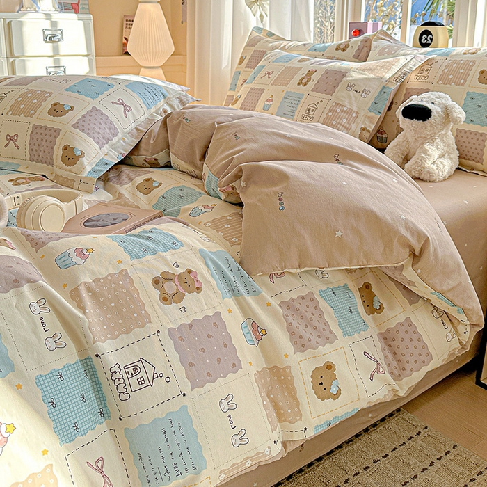 91家纺网 家纺一手货源 找家纺 依庭 2026新款12868全棉纯棉印花四件套手账日记