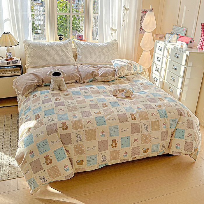 91家纺网 家纺一手货源 找家纺 依庭 2026新款12868全棉纯棉印花四件套手账日记