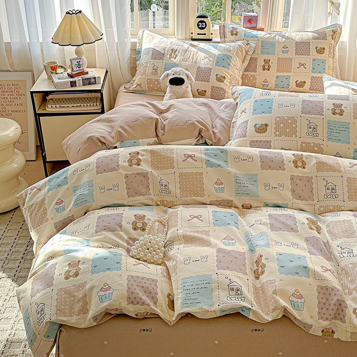 91家纺网 家纺一手货源 找家纺 依庭 2026新款12868全棉纯棉印花四件套手账日记