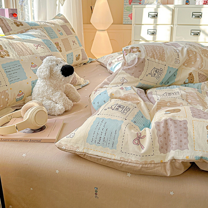 91家纺网 家纺一手货源 找家纺 依庭 2026新款12868全棉纯棉印花四件套手账日记