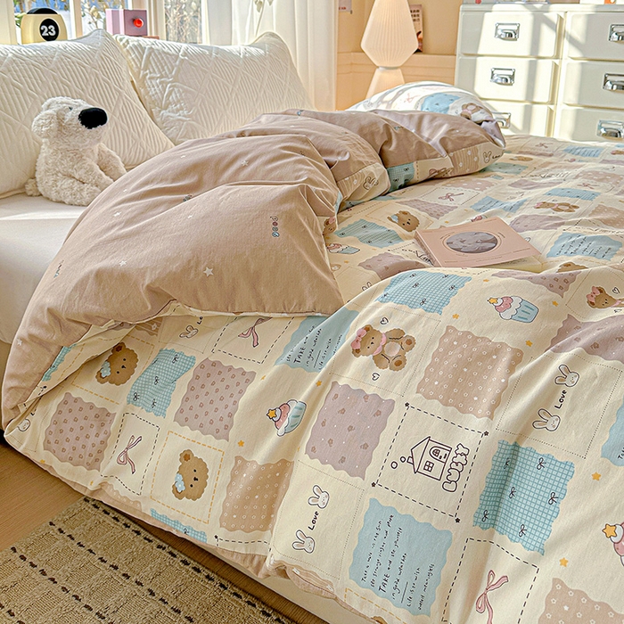 91家纺网 家纺一手货源 找家纺 依庭 2026新款12868全棉纯棉印花四件套手账日记