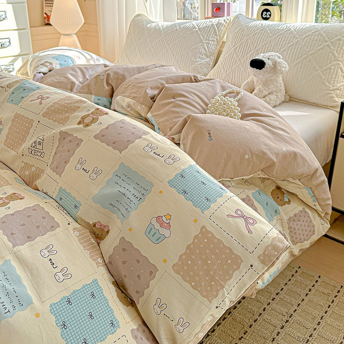 91家纺网 家纺一手货源 找家纺 依庭 2026新款12868全棉纯棉印花四件套手账日记