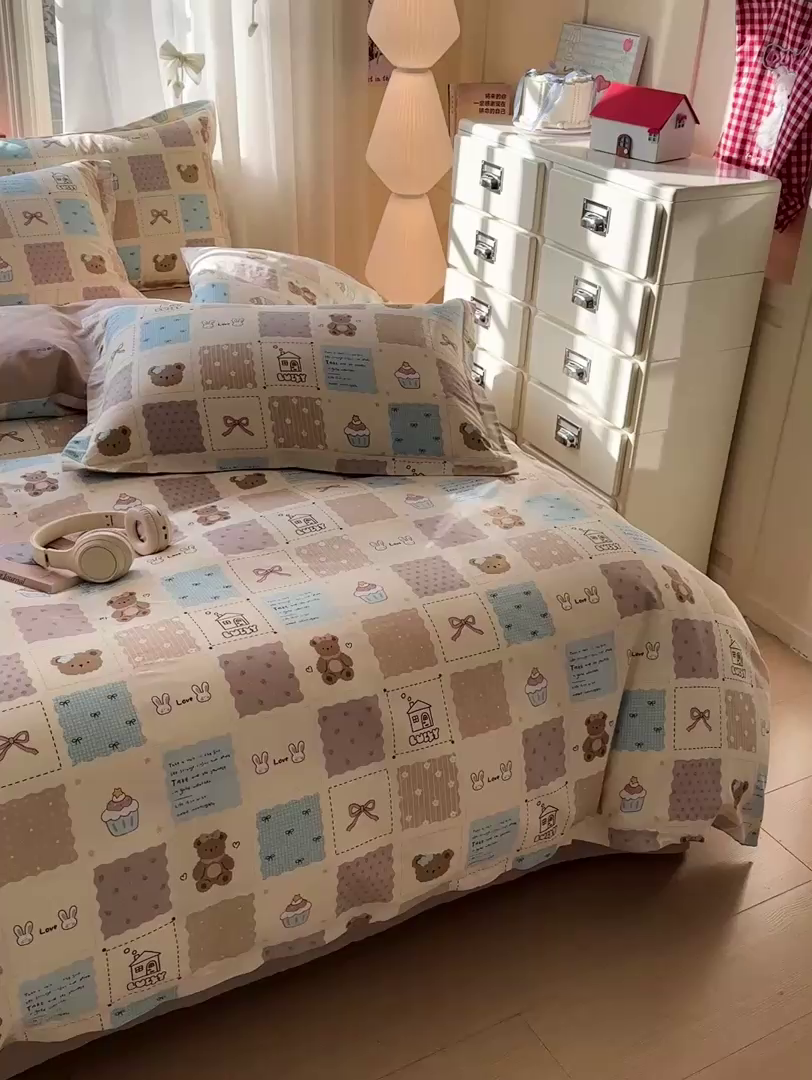 91家纺网 家纺一手货源 找家纺 依庭 2026新款12868全棉纯棉印花四件套手账日记