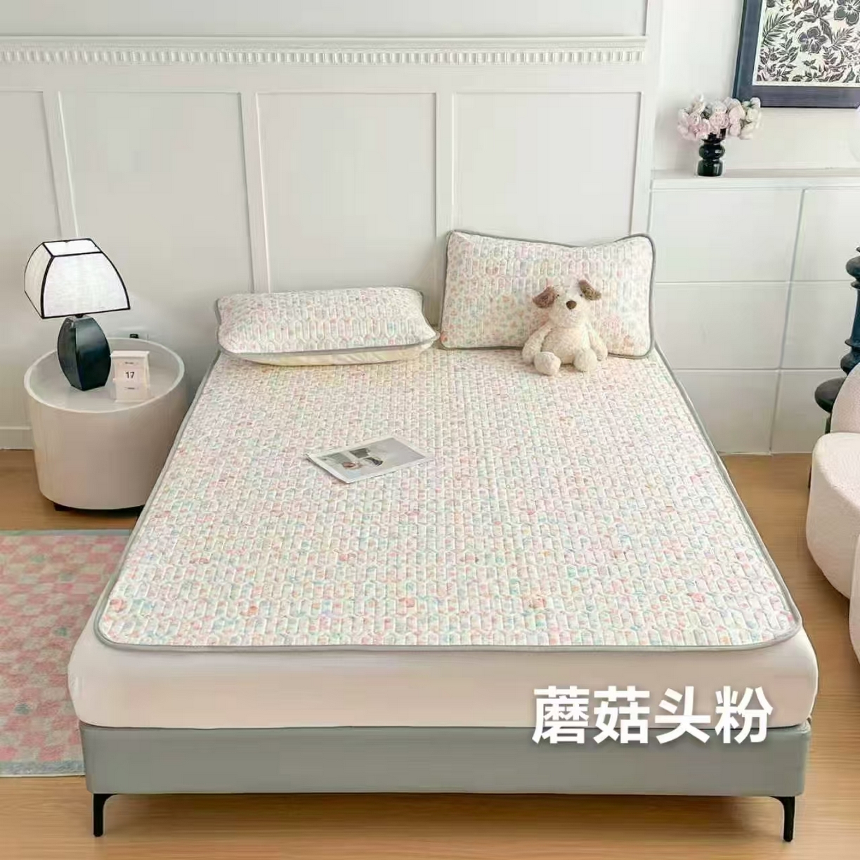 席匠 2026新款乳胶小包边印花凉席席子 蘑菇头-粉